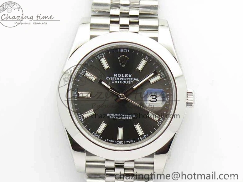 MiroTime 0701 DateJust Smooth Bezel SS Noob 1:1 Best Edition Gray Sticks Dial On Jubilee Bracelet A Packable 3505